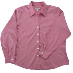 Coldwater Creek Pink Button Up Cotton Tailored Fit Blouse Womens Size 1X (16-18)